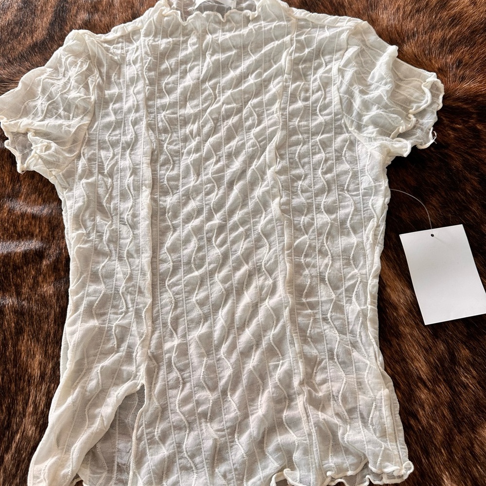 Elegant White Textured Women's Blouse